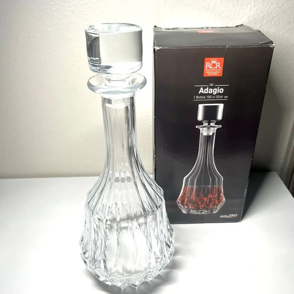 RCR Adagio Luxion Crystal Decanter – 1000 ml Whisky & Wine Decanter (NEW)
